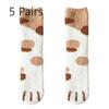 5 Pairs Socks Women Coral Velvet Mid-calf Socks Cat Claw Warm Wool Autumn and Winter Thickened and Padded Sleep Floor Socks Long Moon Socks