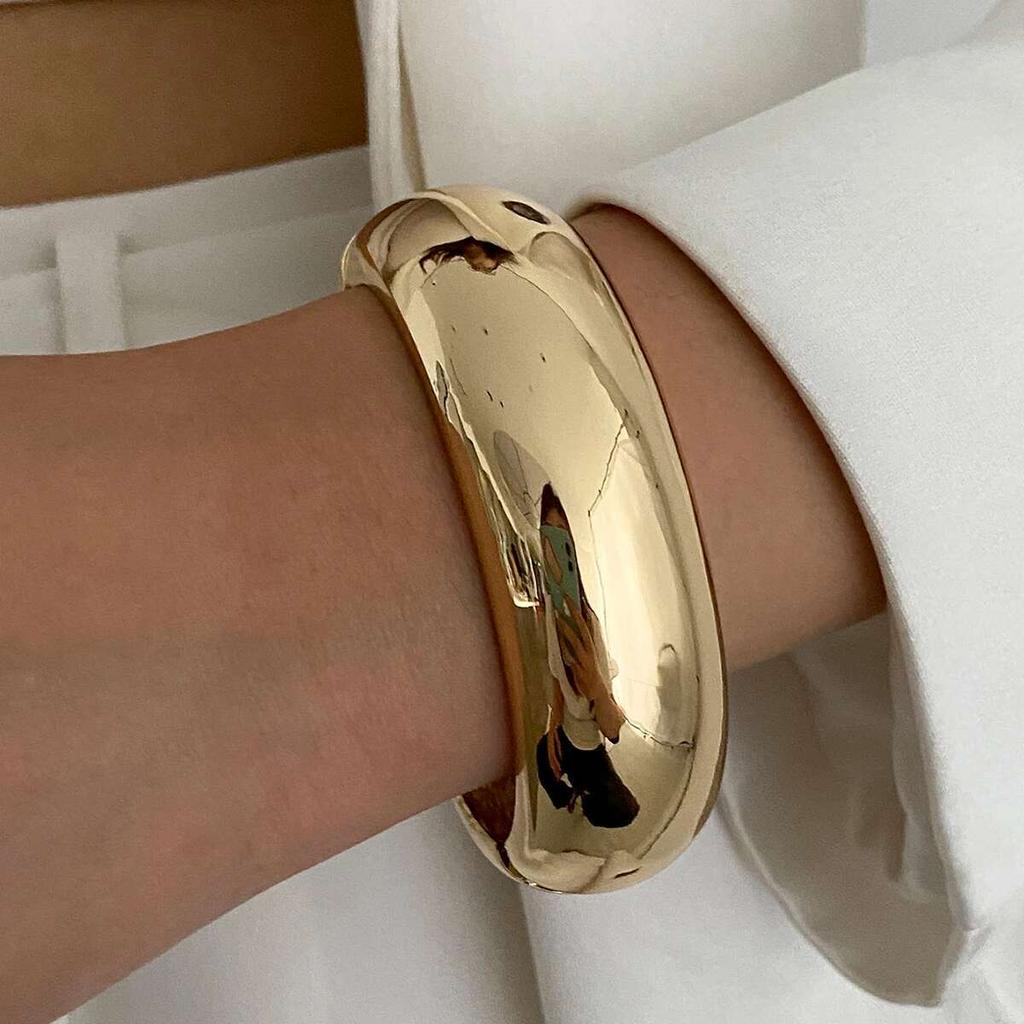 Ingemark 3 Styles Exaggerated Resin Acrylic Thick Wide Bangles for Women Vintage Irregular Spring Bracelets Steampunk Jewelry