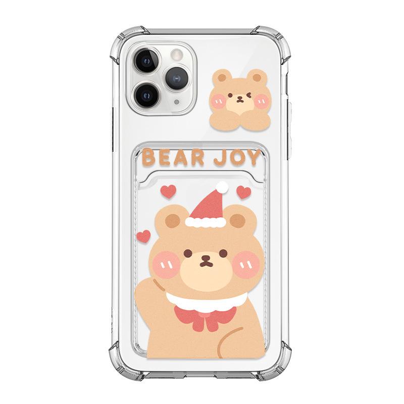 Zhitai Cartoon Bear Card Holder Case for iPhone Models 78Plus, 14, 16 Pro Max, XR, and iPhone 15.