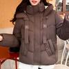 Модные женские зимние короткие пальто элегантные толстые теплые парки больших размеров с капюшоном свободные верхние одежды женские куртки