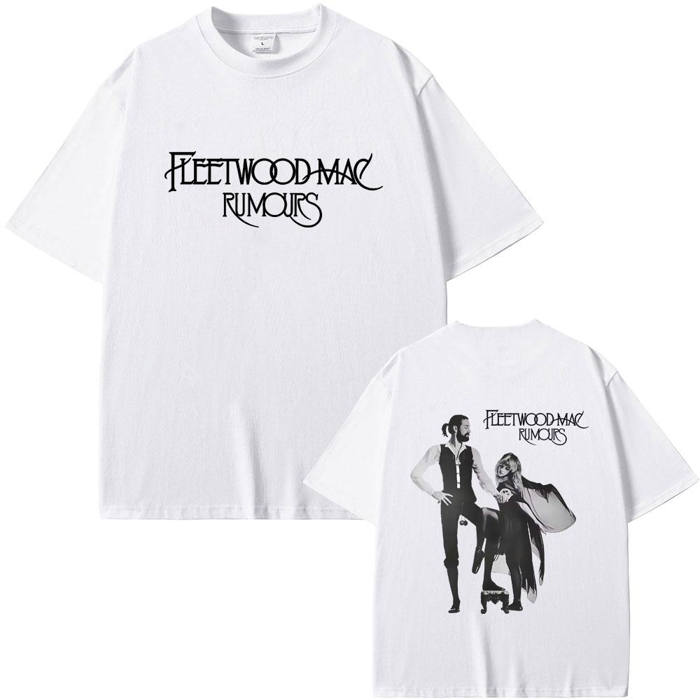 Rock Band Fleetwood Mac Rumours Album Print Tshirt Retro Stevie Nicks Graphic T Shirts Unisex Women Casual Cotton Vintage Tshirts