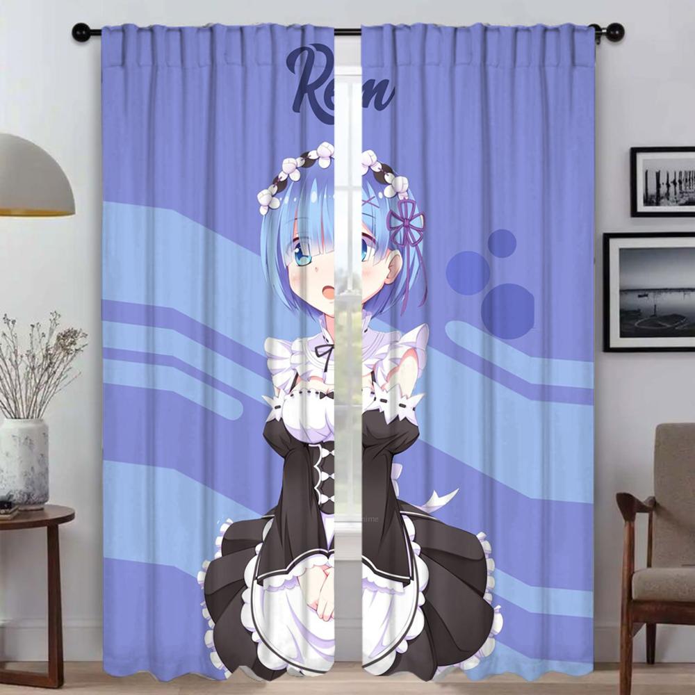 Шторы для спальни Re-zero Shades Оконные шторы для комнаты 2 Панельные перегородки Домашний интерьер Шторы Украшения на Хэллоуин Гостиная