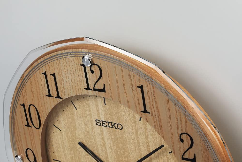 Seiko Часы настенные Радиоволновые светло-коричневые деревянные 340 x 340 x 47 мм KX270B