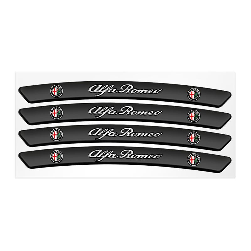 4Pcs Car Wheel Hub edge Sticker Aluminium Emblem Stickers For Alfa Romeo Giulietta Giulia GT Mito Brera F1 Stelvio Tonale 156 ze6