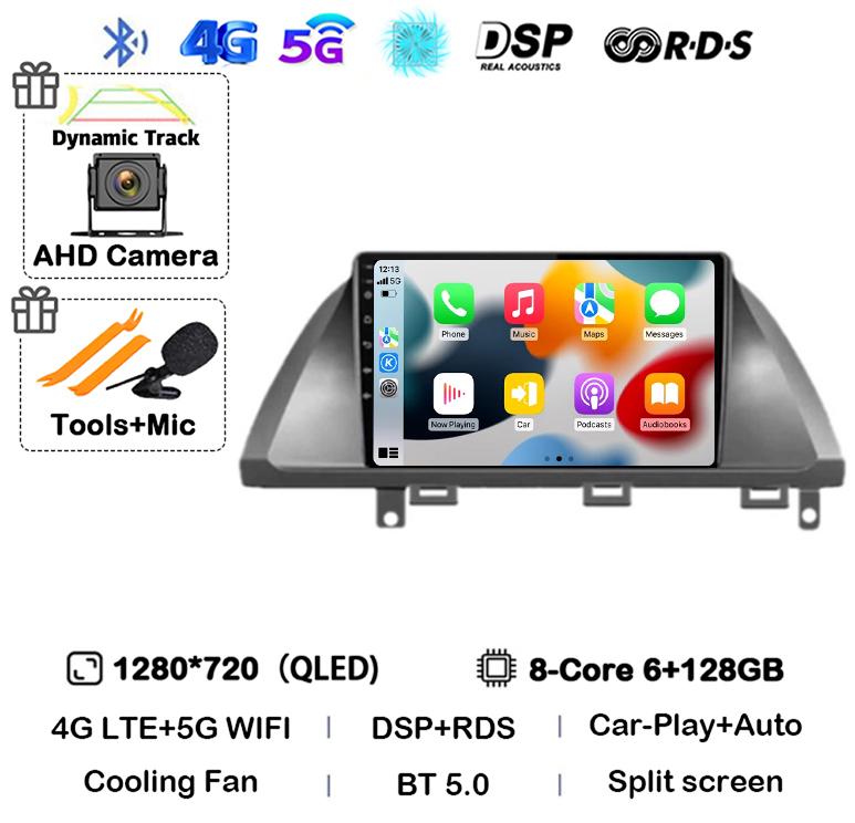 Android 14 Автомобильный Carplay для Honda Odyssey 2005 - 2010 Экран Автомагнитола Стерео GPS Навигация Мультимедийный Видеоплеер WIFI 4G DSP