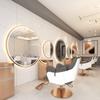 Console Hairdressing Barber Cosmetic Mirror Led 60X60 Pro Gold Round