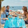 Ocean Waves Tablecloth, 2 Pieces Plastic Ocean Table Cloth Disposable Water Print Table Cover Blue Sea Rectangle Tablecloths for Beach Pool Birthday