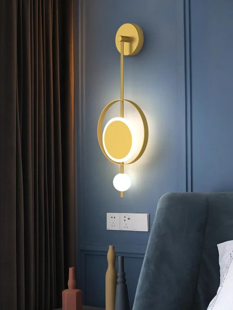 Современный настенный светильник для интерьера, светодиодная круглая декоративная лампа, золотистый минималистичный светильник для лестницы, настенные светильники для гостиной, спальни, прихожей