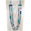[R4315] - Handmade Long Necklace 'Mistinguette' Turquoise Silver - 100 Cm - 15 Mm