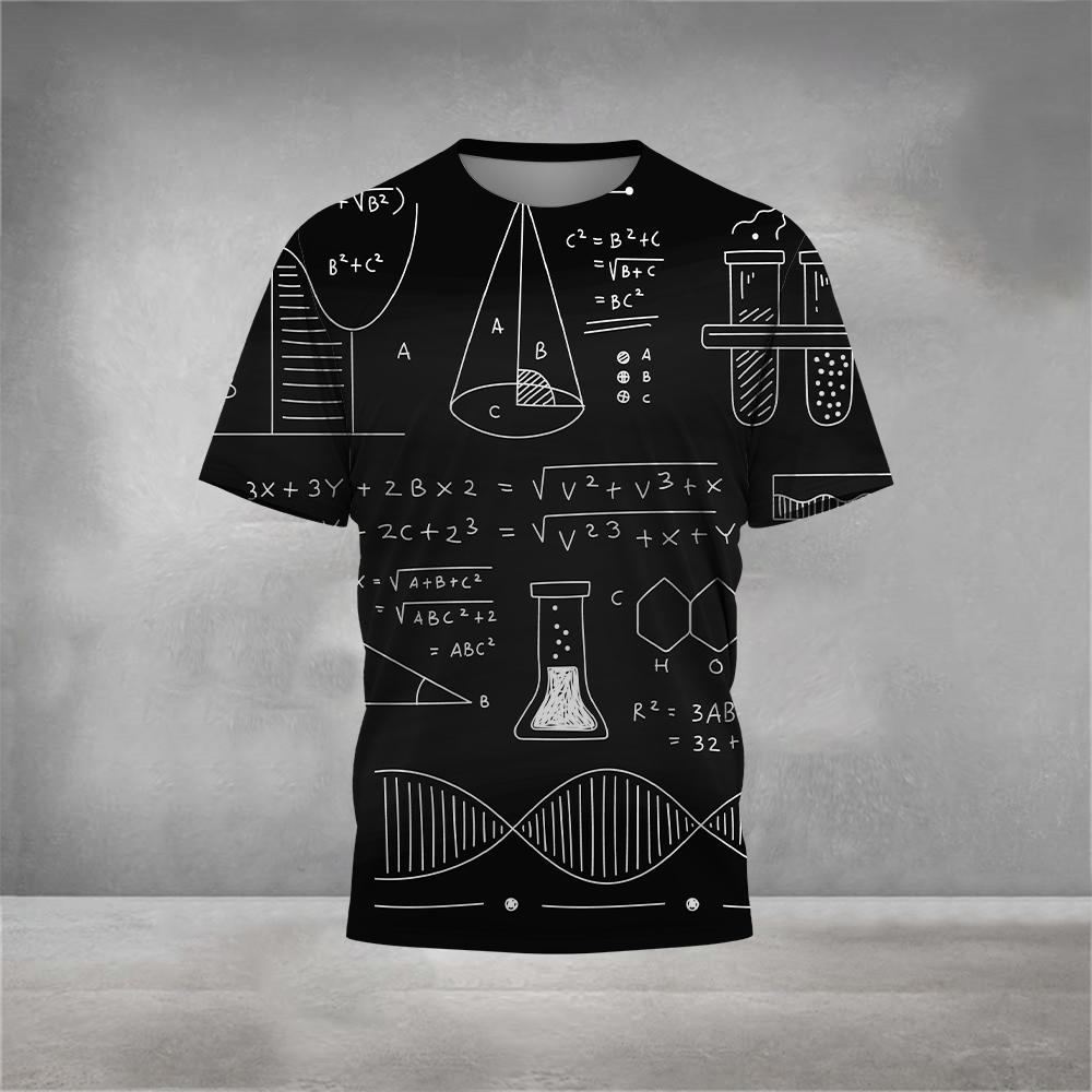Футболка с принтом Science 3D, мужская летняя футболка с круглым вырезом и коротким рукавом, свободный повседневный топ, свободная уличная одежда Harajaku