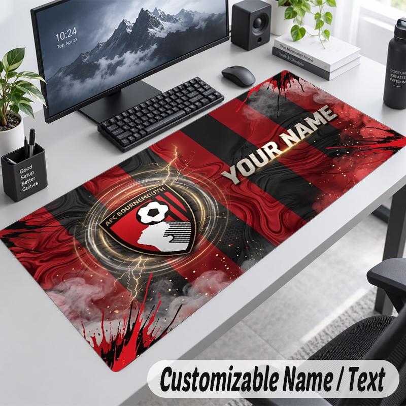 Custom Name Text Mouse Pad Bournemouth Football Personalized Desk Pad For Work And Gaming