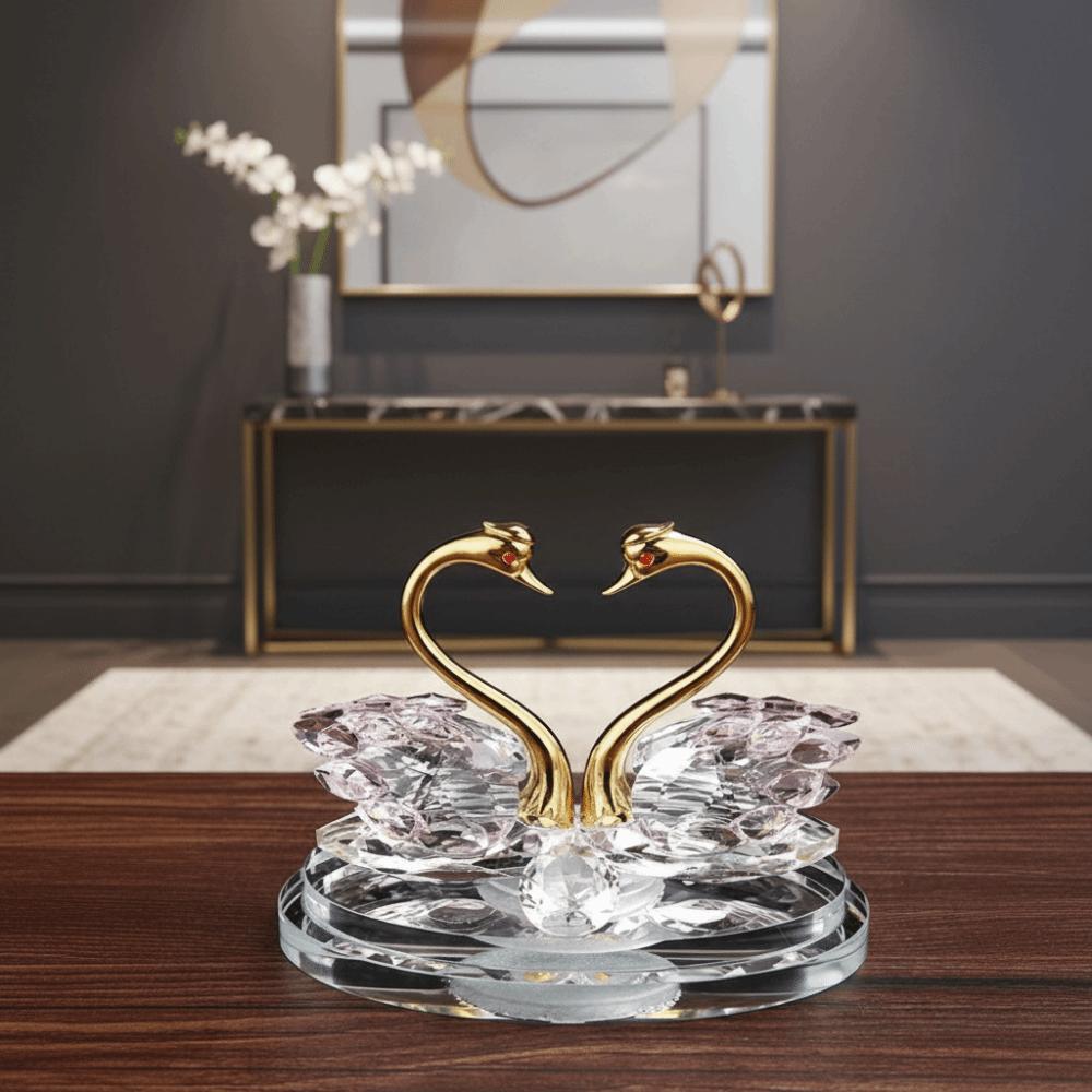 -encrusted Crystal Swan Ornaments Light Luxury Glass Swans Swan Figurines  Indoor Foyer