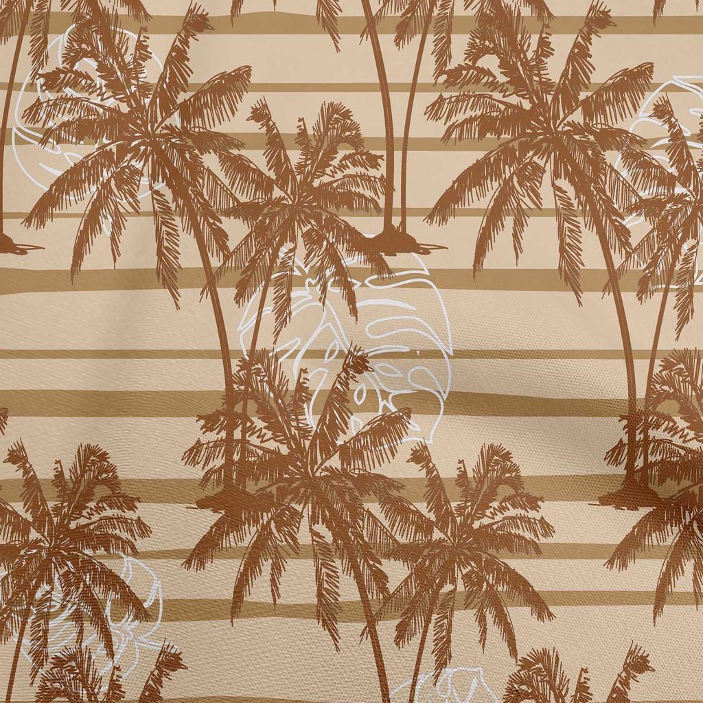 oneOone Cotton Flex Dark Teal Green Fabric Tropical Plam Tree With Stripes Sewing Material Print Fabric By The Yard 40 Inch