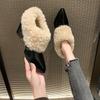 One-pedal Fluffy High-heeled Bare Boots, Winter Plush Warm Fashion Boots, New Pointed-toed Plush Single Shoes