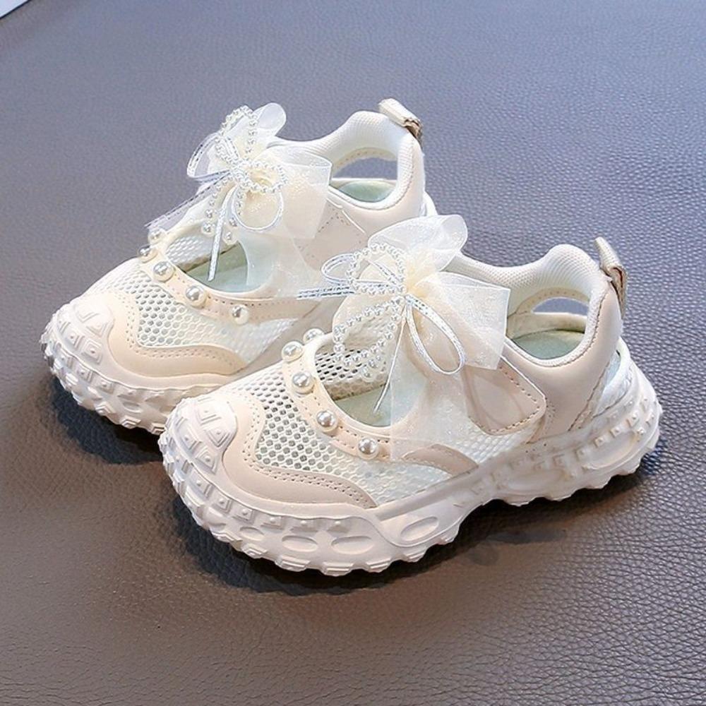 Bows Pearls Girls' Princess Sandals Breathable Kids Mesh Sneakers New Children Baotou Shoes  Summer