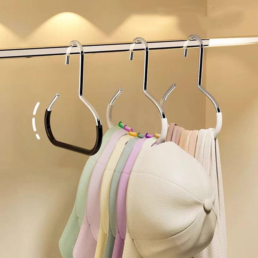 5Pcs Carbon Steel Closet Hat Hanger Space Saving Camisole Clothes Hooks Hat Storage Hook  Dormitory