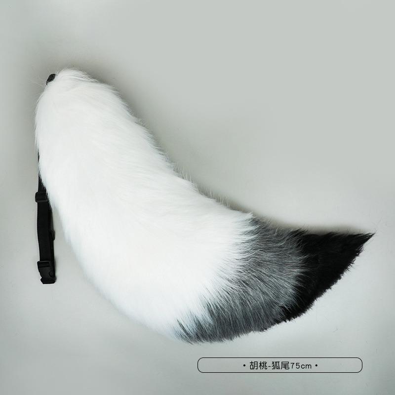 Лисьи ушки Ободок из грецкого ореха Ручной работы Плюшевый кос Реквизит Головной убор для комик-шоу Лисий хвост Хвост из грецкого ореха Набор