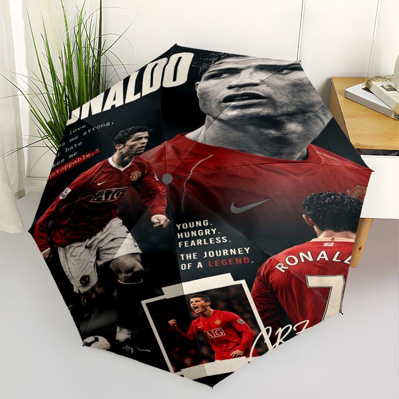 Football Player Action Automatic Umbrella Compact & Durable 8-Rib Design Lightweight All-Season Umbrella for Travel Vibrant Pattern Umbrella