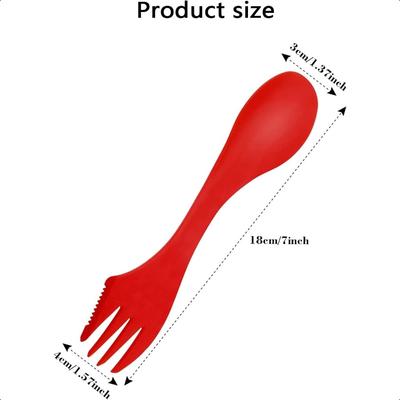 Набор из 20 походных вилок 3 в 1, дорожная ложка-вилка-нож, 7 дюймов, экологичные прочные пластиковые спорки, 6 цветов, смешанные спорки для Bac