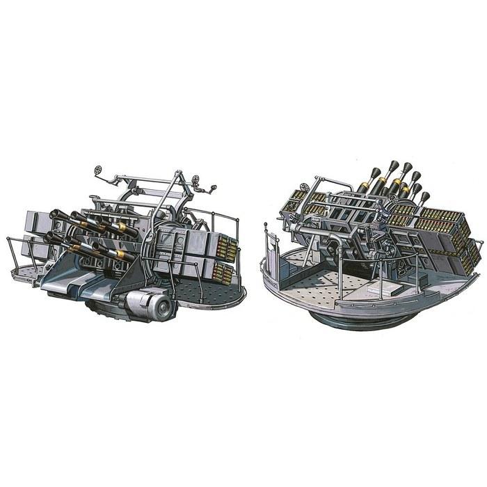 Fine Molds 1/700 Серия Nano Dread Вторая мировая война Британский флот QF 2-фунтовая зенитная пушка Пом-Пом 8-ствольная установка Пластиковые детали модели Модель корабля WA37 Серый