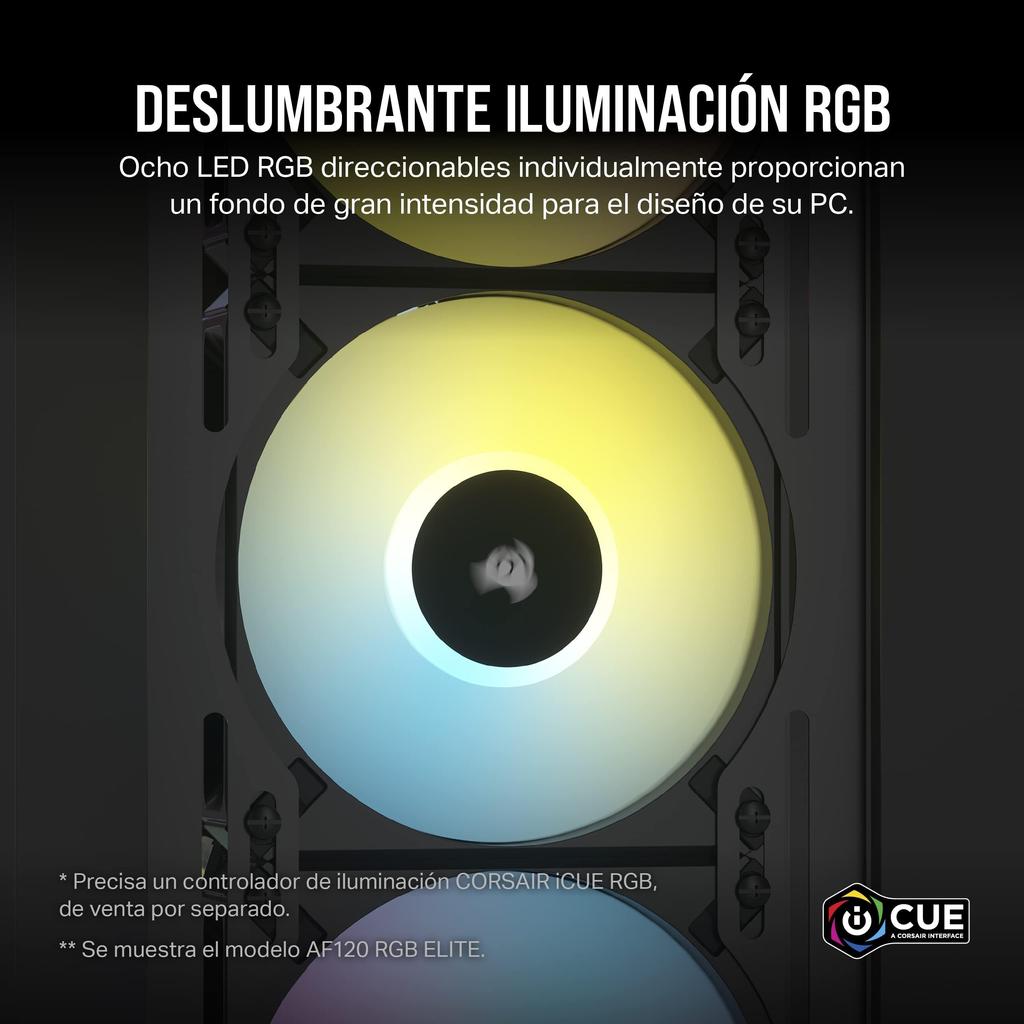 CORSAIR AF SLIM AF120 RGB 120ммx15мм Серия RGB вентиляторов, СЛИМ, [Черный] [1 шт.] CO-9050162-WW