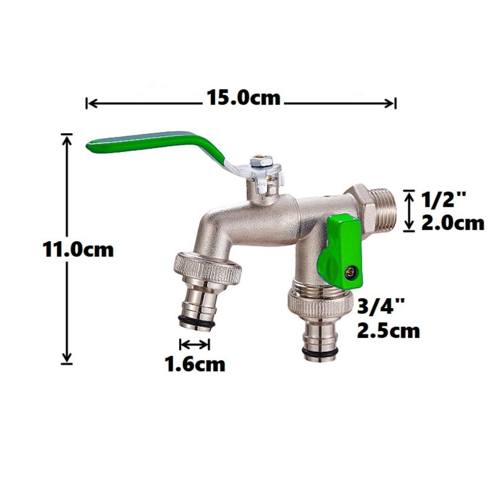 1/2'' Двухвентильный кран для воды Садовое орошение Садовый поливочный клапан-переключатель Аксессуар для стиральной машины Резьбовой Сплав Смеситель для раковины