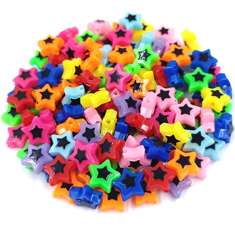Звезда для изготовления сережек-браслетов с цветными блоками, креативные подвески, акриловые ювелирные изделия «сделай сам», аксессуары, сердце, пентаграмма, бусины, 30 шт., бусины