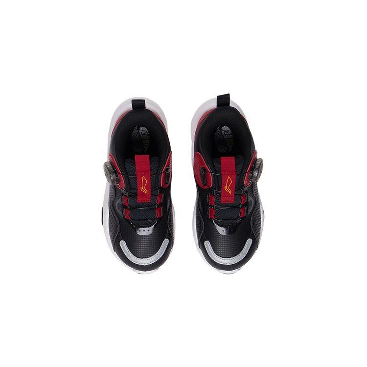 Li Ning Kids Comfortable Daily Non-Slip Shock Absorbing Wear-Resistant Casual Shoes Kids Casual Shoes Black Red YKNS098-17