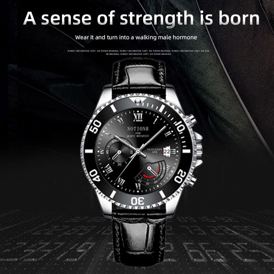 Мужские модные часы Классические кварцевые часы Модные деловые часы Спортивные мужские часы Кожаный ремешок