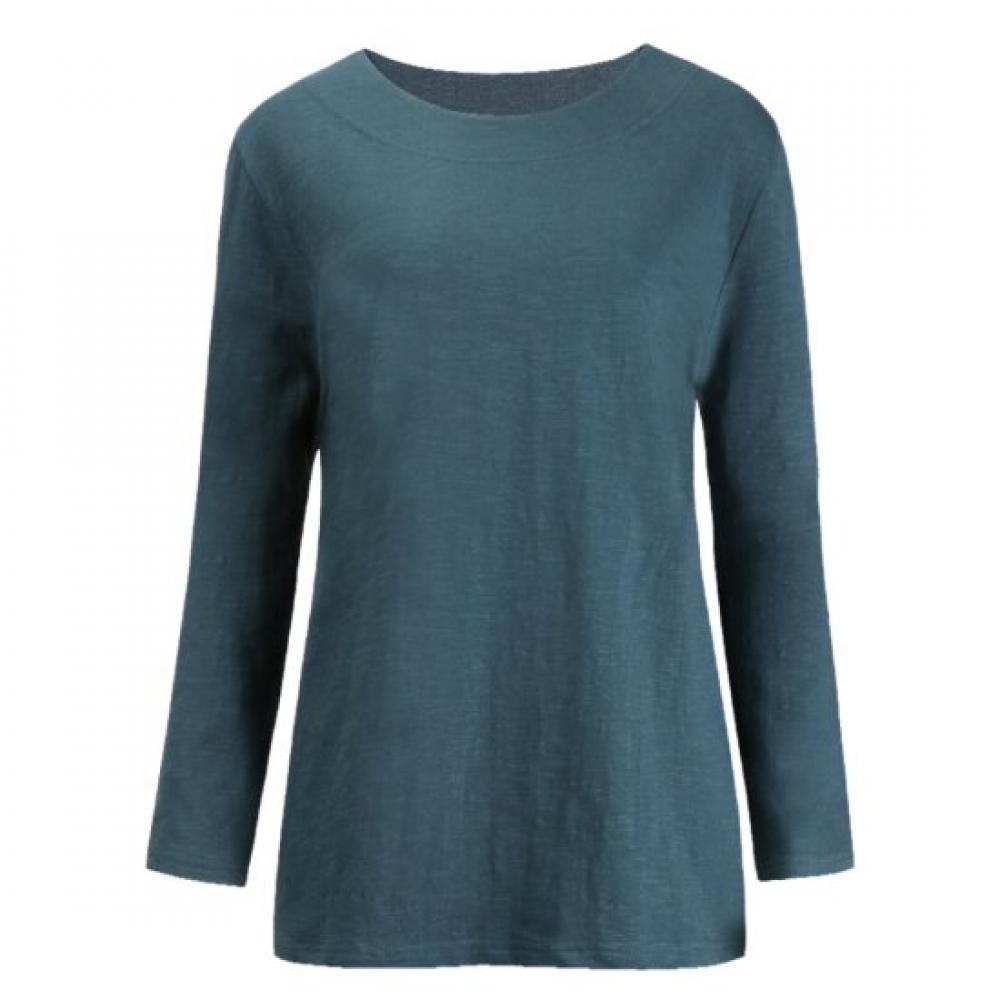 Shop Women Slub Spring TransiTional Round Neck Plain T shirT Dai Wsh 1001 Teal