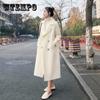 Белое шерстяное пальто средней длины, зимнее шерстяное пальто выше колена в стиле Хепберн, женское