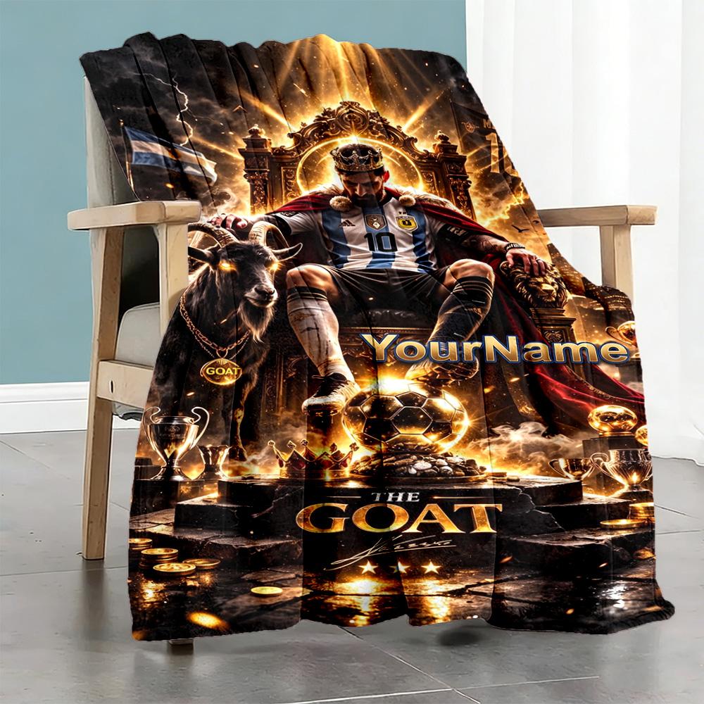 Messi 82 Customize Text Blanket Throw Customizable Blanket Ultra-Soft Throw For Office Chair Livingroom Couch Living Room All-Season Use