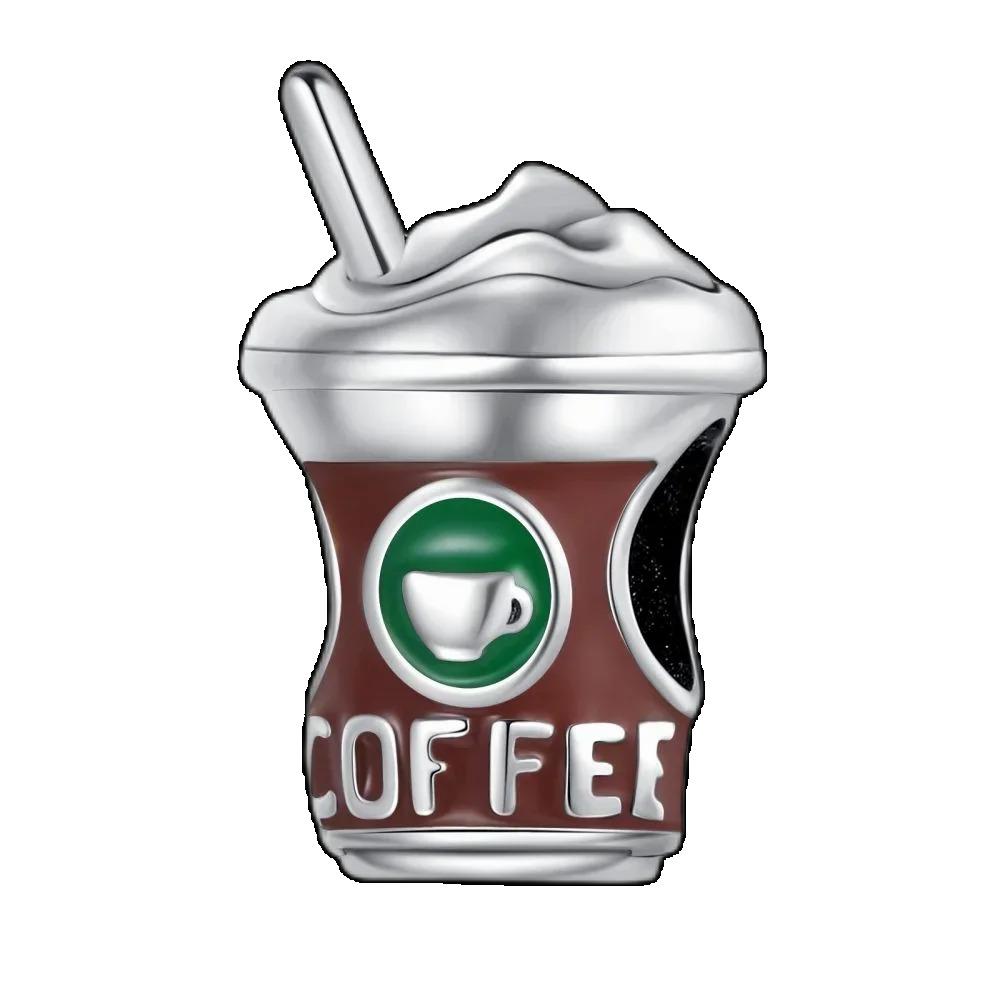 925 Sterling Silver Coffee Cup Charms for DIY Jewelry Making Women Bracelet Necklace Pendant Fine Jewelry Gift
