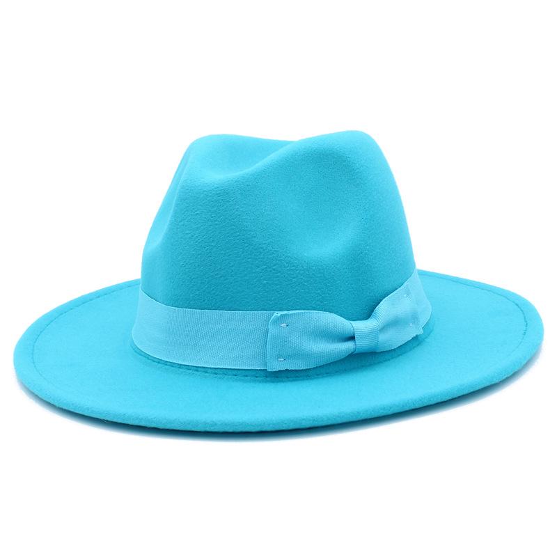 Федора с широкими полями в европейско-американском стиле с бантом: Модная унисекс джазовая шляпа