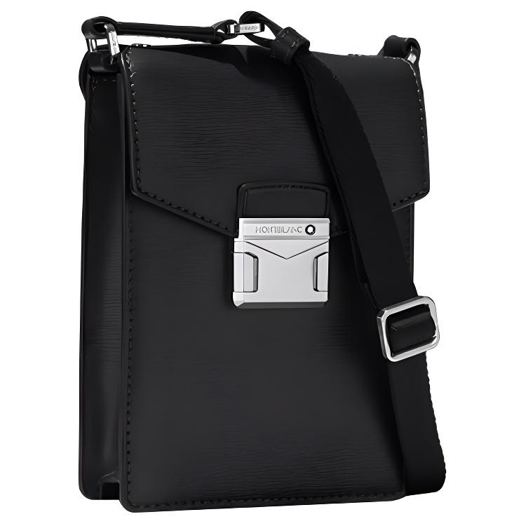 Montblanc M_Gram 4810 Silver Hardware Adjustable Shoulder Strap Leather Phone Bag Men bags Black 129238