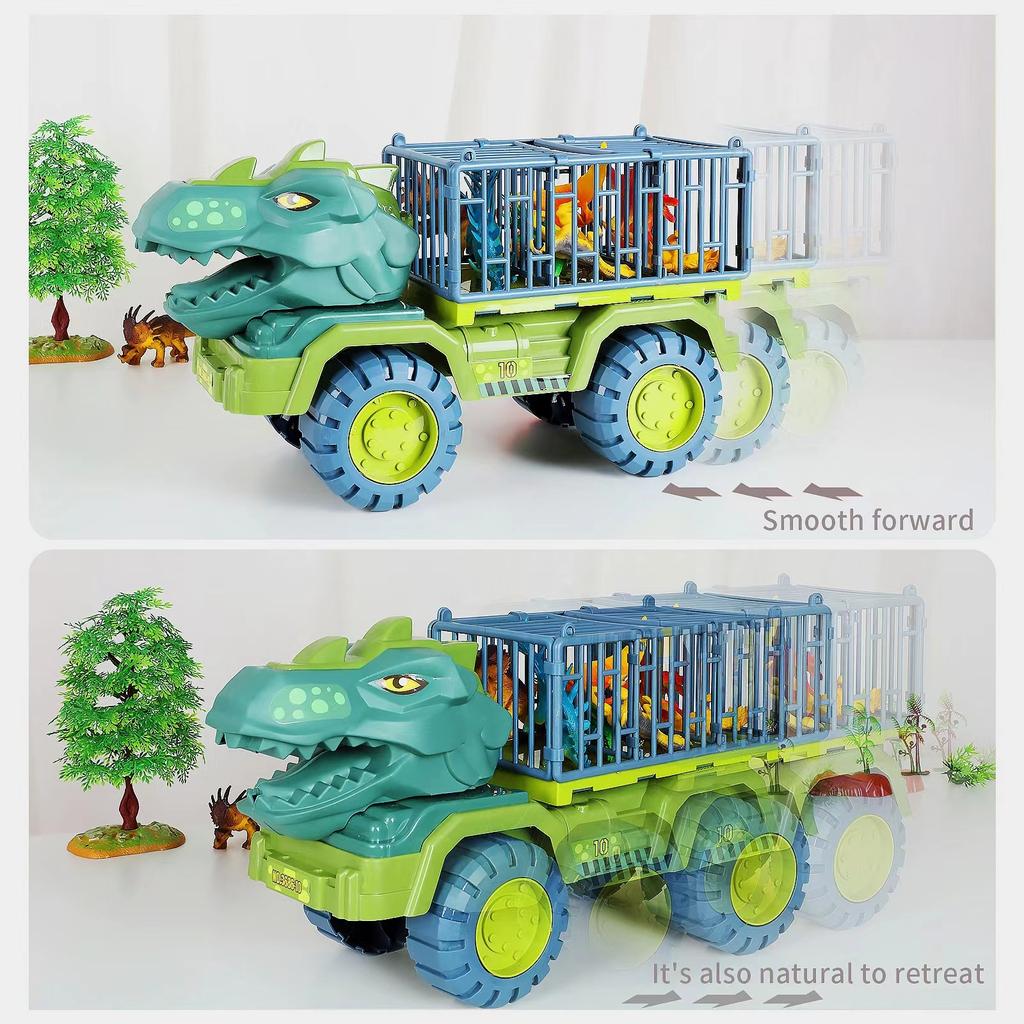 Super Large Inertia Sliding Dinosaur Construction Vehicle Transport Car Tyrannosaurus Rex Baby Crib Toy Set for Boys and Girls