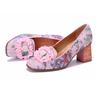 Johnature Туфли-лодочки из натуральной кожи с цветочным принтом в стиле ретро-кантри на толстом каблуке, удобные высокие каблуки