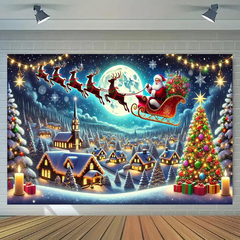 1 Santa Claus sleigh night gift multi-functional banner romantic studio prop Christmas decoration