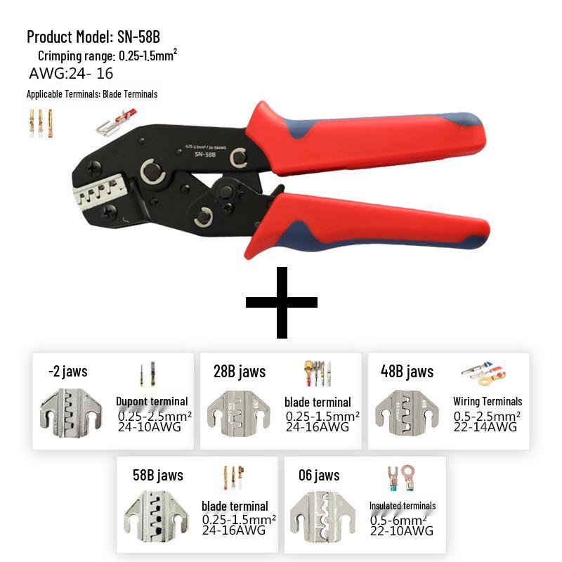 Набор кримпера с храповым механизмом SN-58B с несколькими вариантами губок