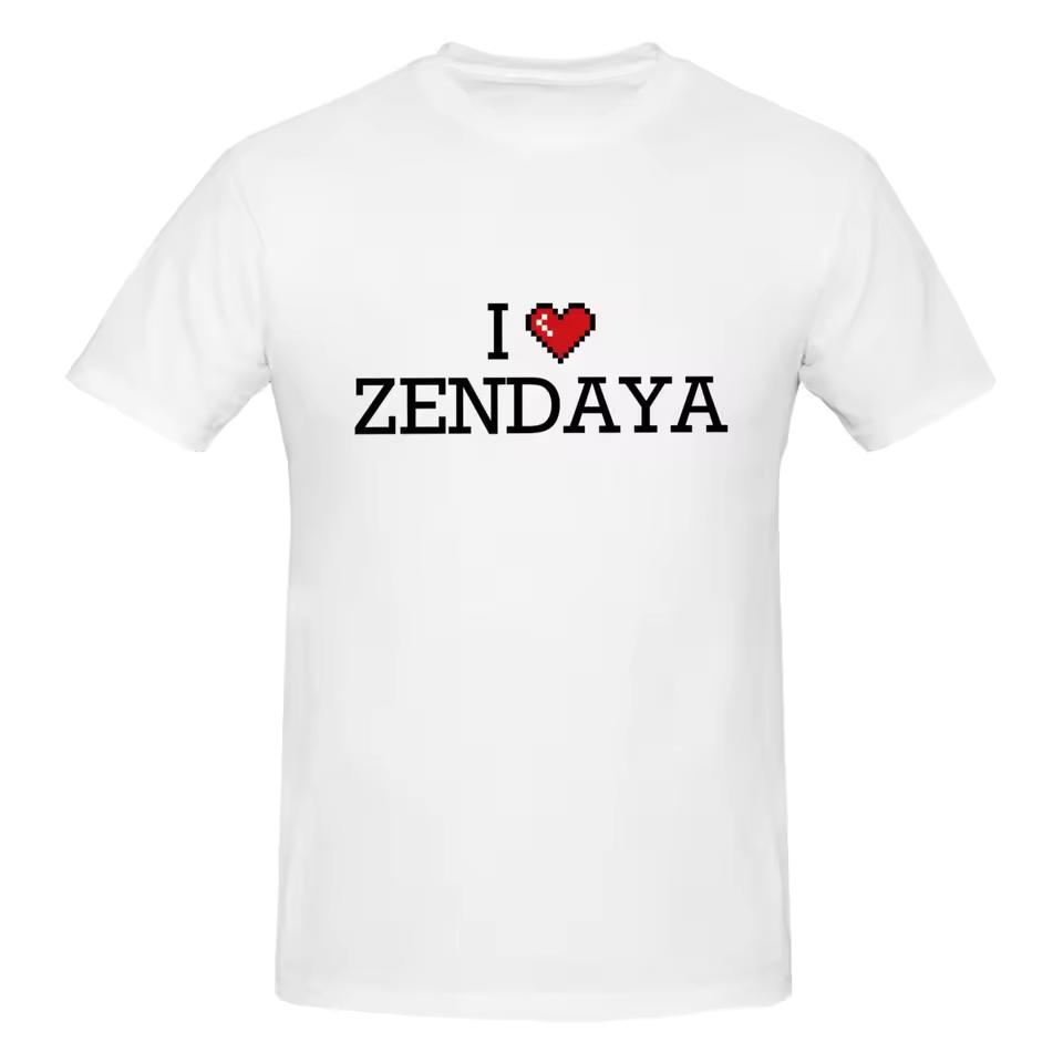 I Love Zendaya Graphic Tee Cotton Mens Womens T shirt Vintage Streetwear