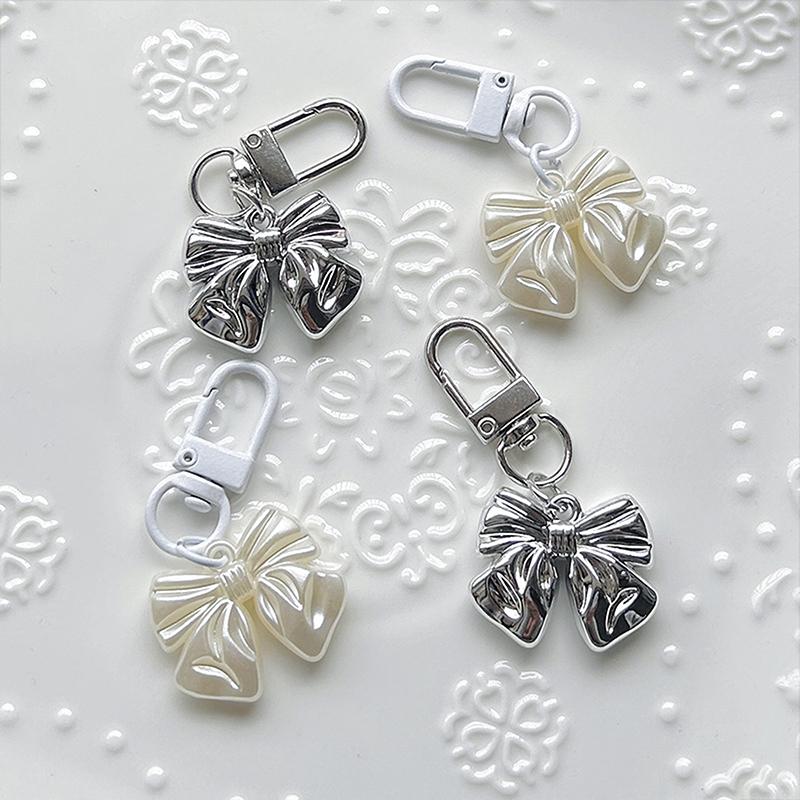 1Pc Vintage Bowknot Keyring Simple Style Y2K Bow Keychain Bag Pendant Backpack Hanging Diy Accessories