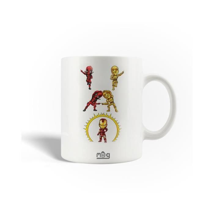 Ceramic Mug - Star Wars - Iron Man Deadpool - 30cl - Dishwasher Safe - White