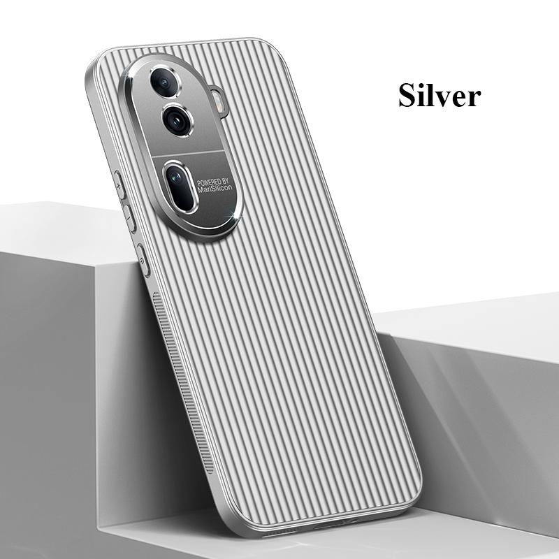 Для Oppo Reno 12 11 Pro металлическая защита объектива «все включено» с прямыми краями, гофрированная, нескользящая противоударная задняя крышка для ПК