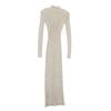 High-Neck Slim Fit Knitted Evening Dress - French Style, Hollow Design for Spring and Autumn