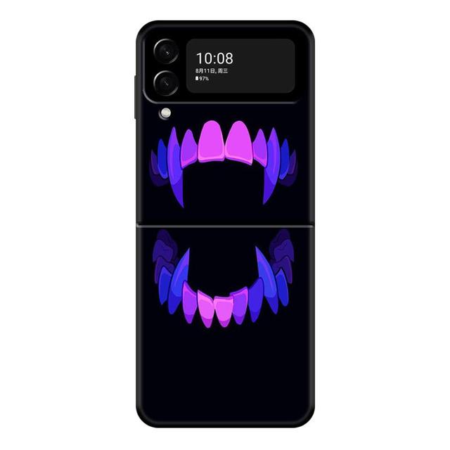 Terror Demon Smile Teeth Phone Case For Samsung Galaxy Z Flip 4 Z Flip3 5g Shell For Galaxy Z Flip Hard Cover Couqe