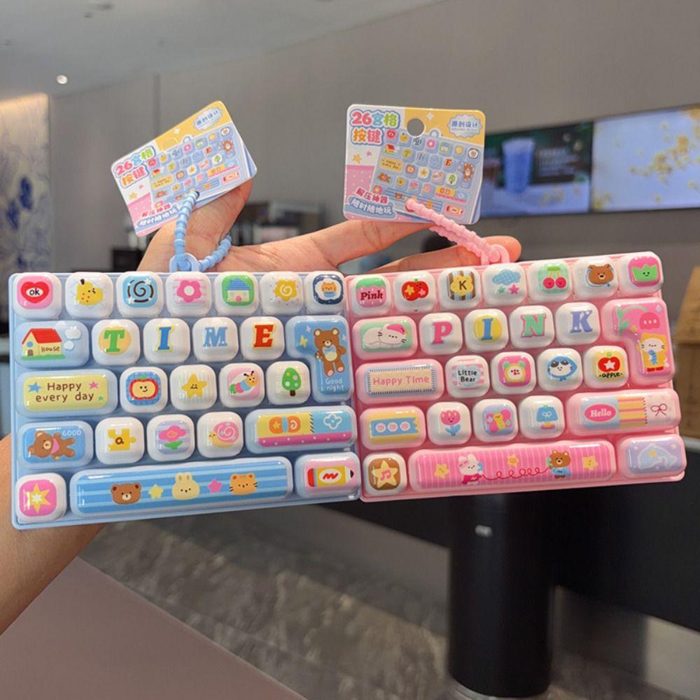 26-key Keyboard Keychain Pressable Keys Press Button Toy Durable Keyboard Fidget Toy Bag Pendant