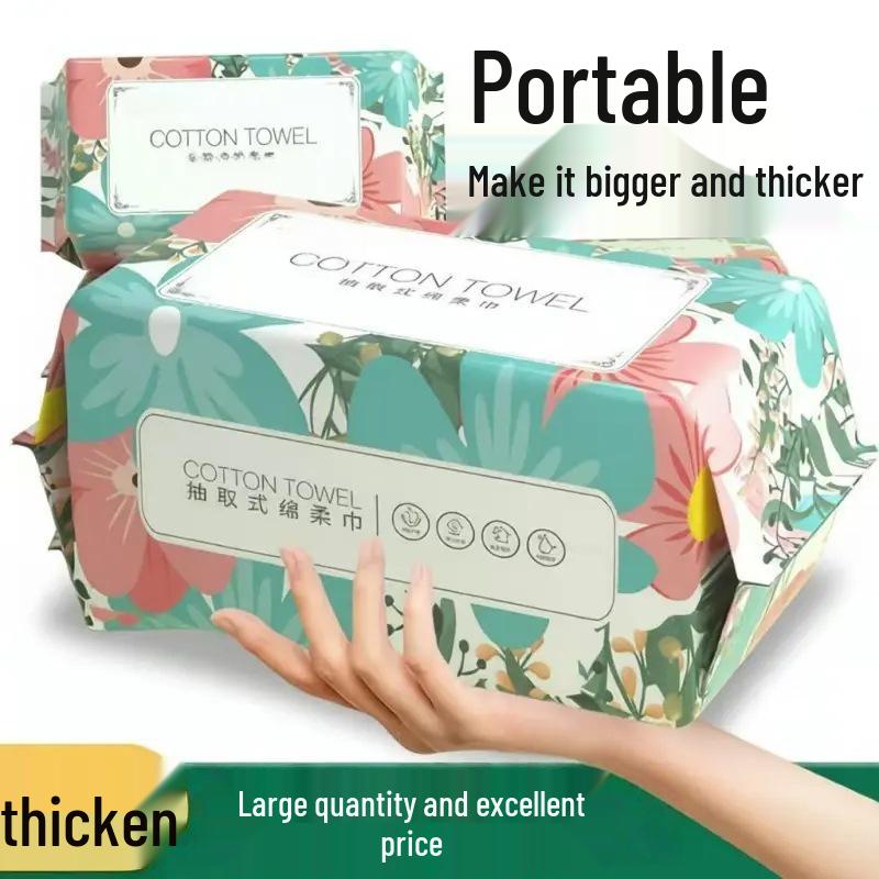 Multipurpose Disposable Cotton Face Wipes: Thick, Soft, Wet & Dry Use, Makeup Removal Towels