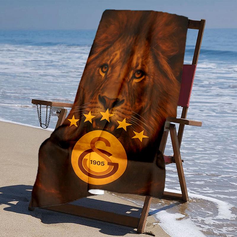 proof beach towel with Galatasaray Sk logo pattern - soft,absorbent,quick-drying,machine washable - perfect for swimming,camping,bathing