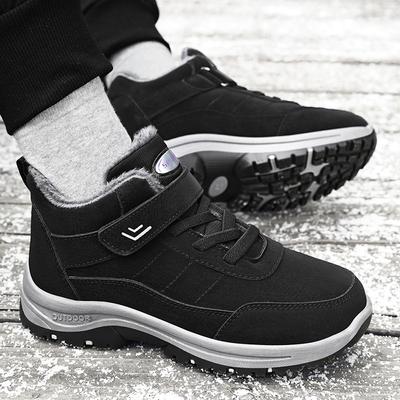 2025 зимние хлопковые ботинки новые женские такие же ботинки на липучке для пары на толстой подошве, утепленные снегоходы, холодостойкие, теплый хлопок