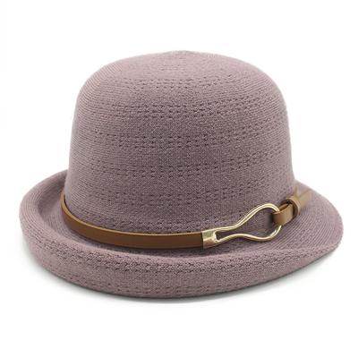 Теплая шапка Taro Purple Ladies Sun Hat Basin Hat Foreign Leather Buckle Bucket Hat Folding